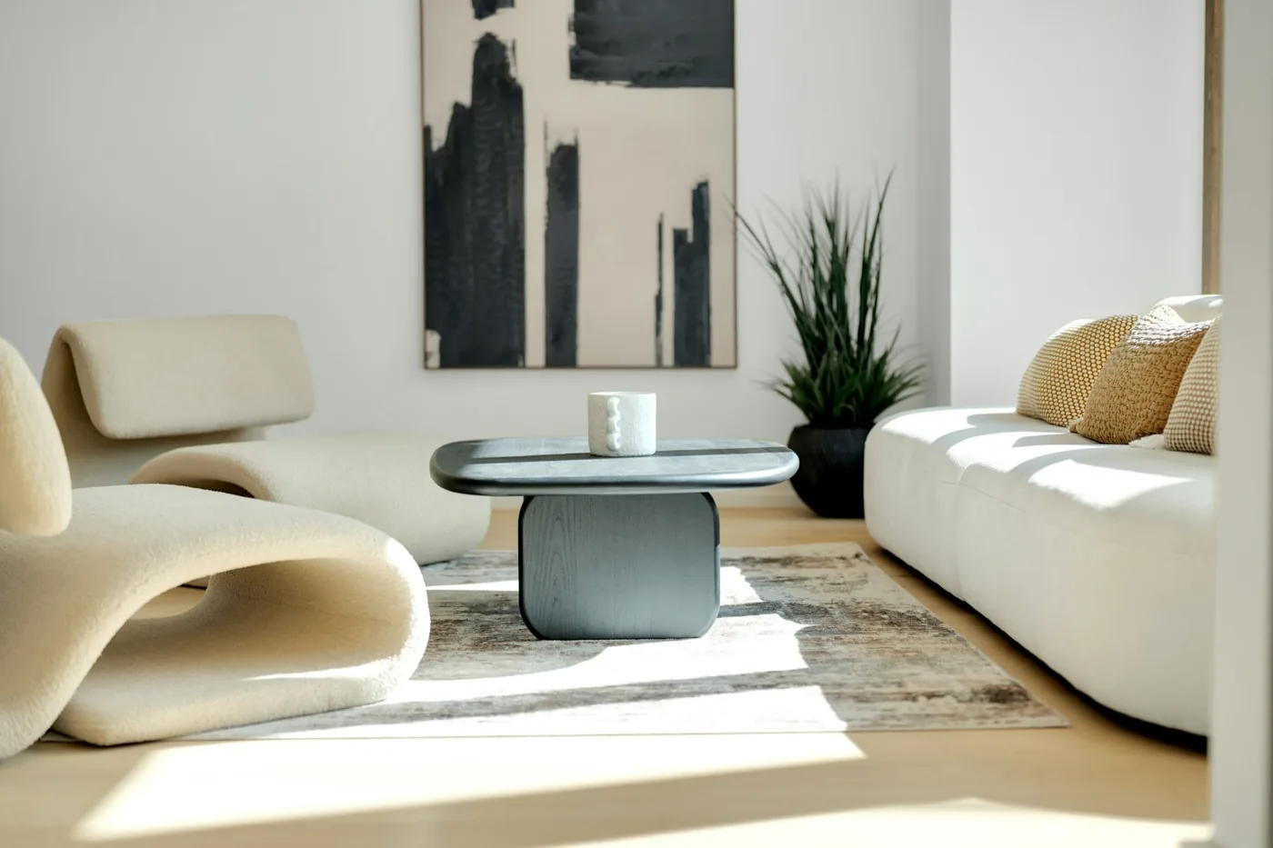 Intérieur et mobilier en bois aux lignes épurées