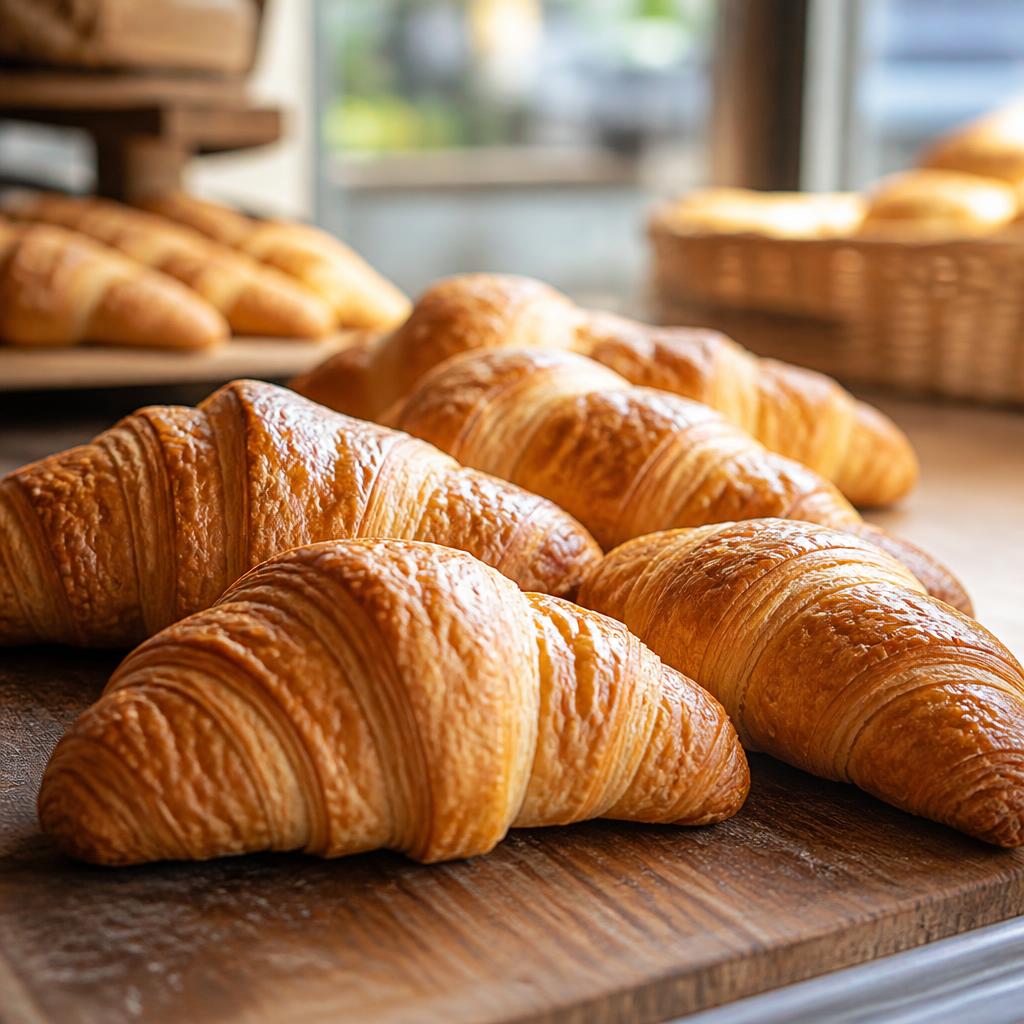 Photo de départ : la fournée de croissants sur le comptoir